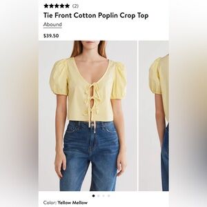 Abound Yellow Tie-Front Puff Sleeve Blouse